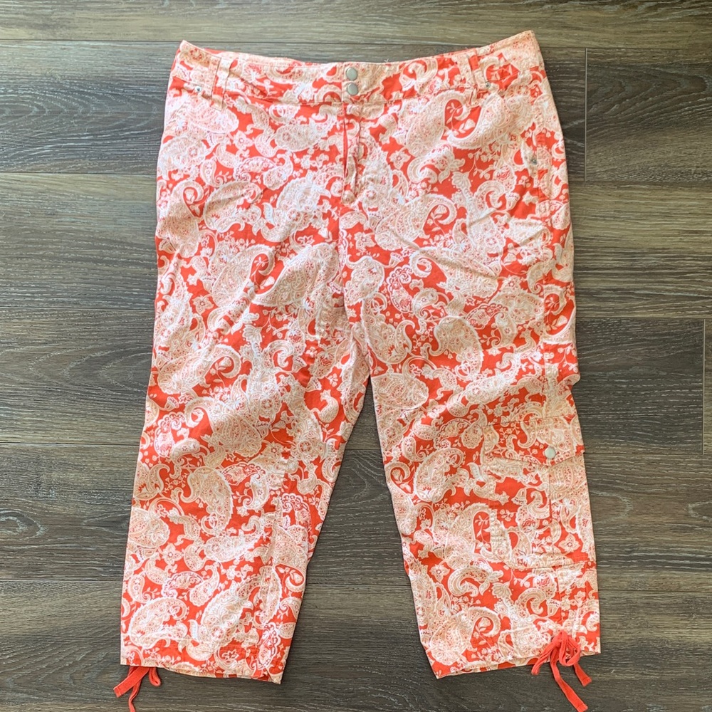 Coldwater Creek Orange and White Paisley Pants